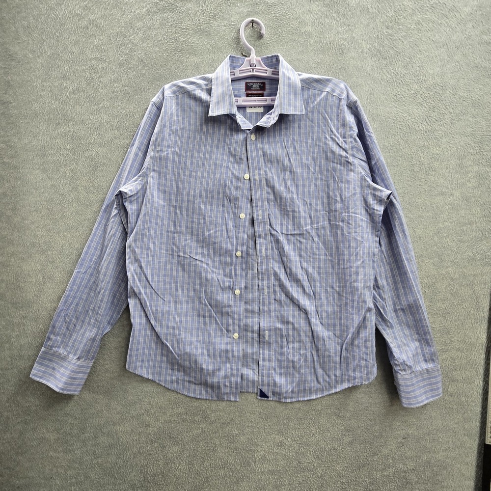 Untuckit Men Button Up Shirt MEDIUM Blue Plaid Long Sleeve
